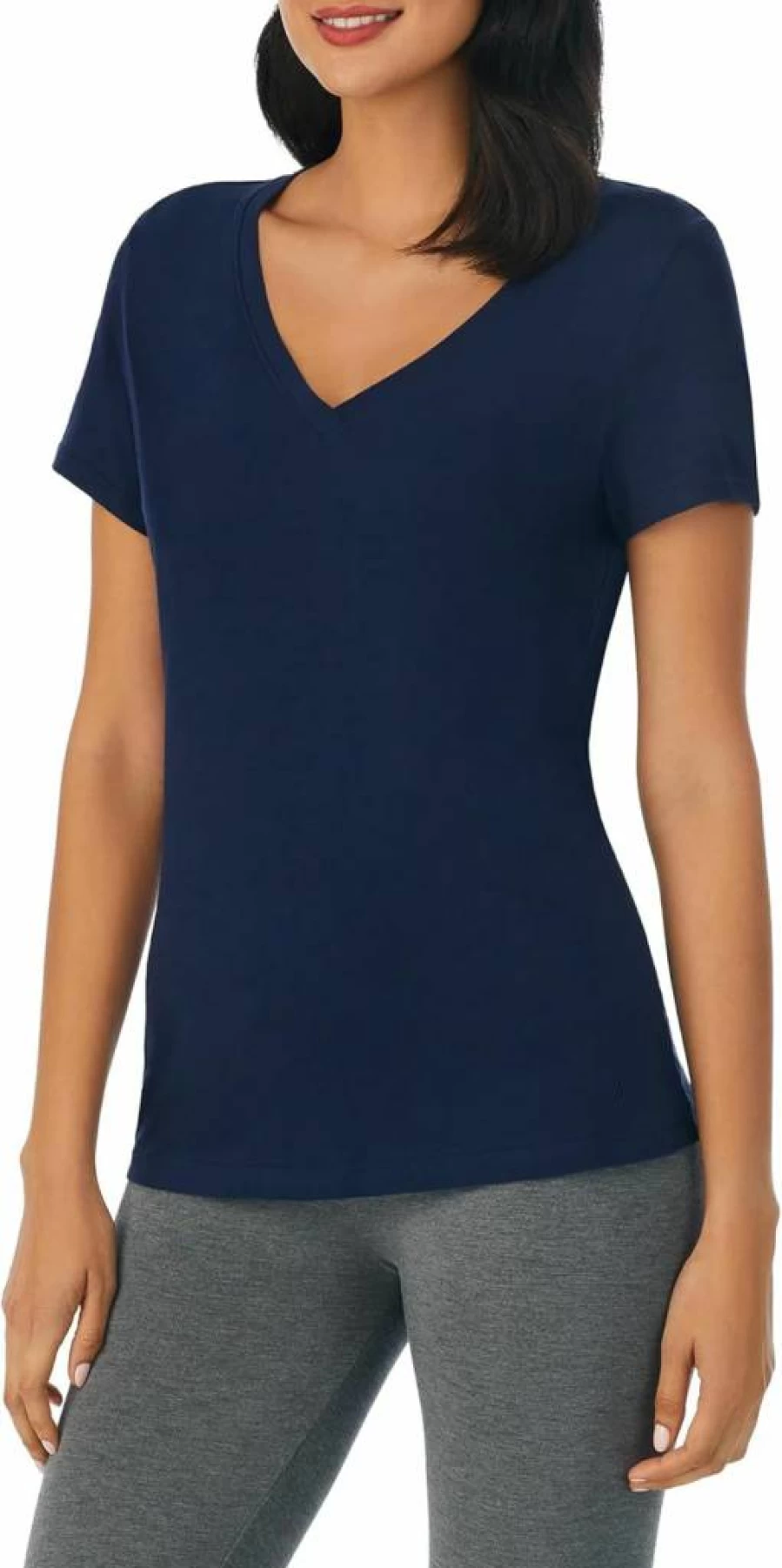 Nautica Women's Cotton V-Neck Sleep Shirt - Lightweight & Breathable Jersey Pajama Top for Lounge & Nightwear