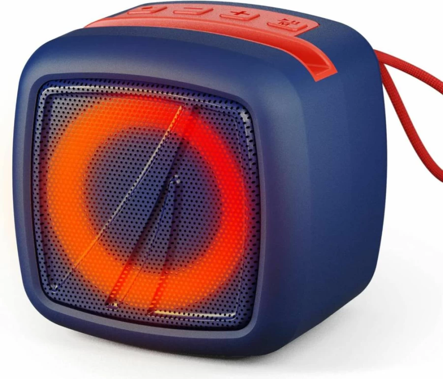 Nautica Wireless Bluetooth Speaker with IPX5 Water Resistance, 15H Playtime, Built-in Phone Holder, TWS Pairing, Dynamic LED Lights, and Pure Bass for Indoor & Outdoor Use (Navy-Red)