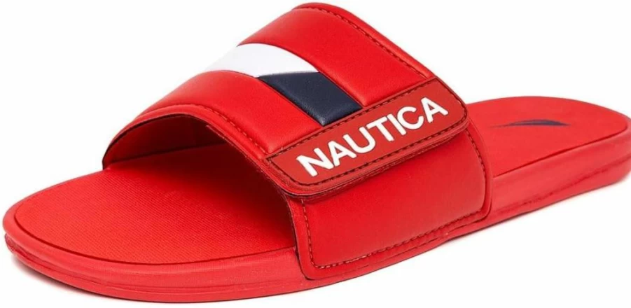 Nautica Men's Adjustable Slide Sandals with Comfort Straps - Slip-On Design in Regular & Wide Widths