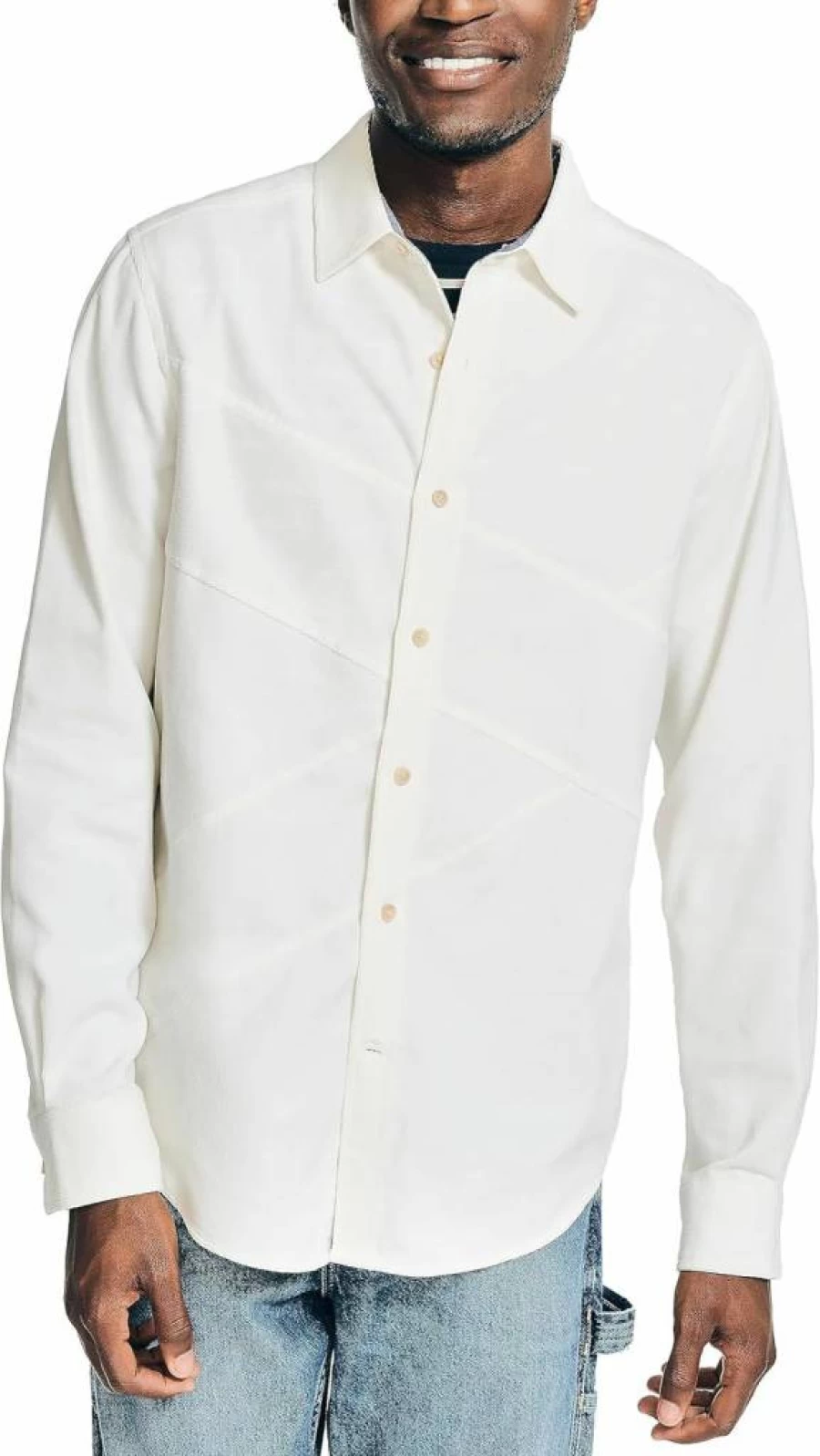 Nautica Men's Corduroy Button-Down Shirt Classic Comfort Fit Casual Long Sleeve Top