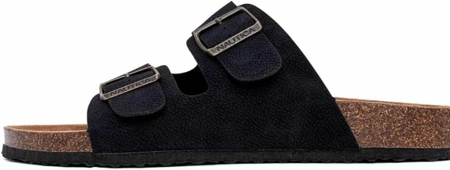 Nautica Men's Adjustable Buckle Strap Sandals with Cork Footbed - Comfortable Casual Slides in Regular & Wide Widths for Big Sizes
