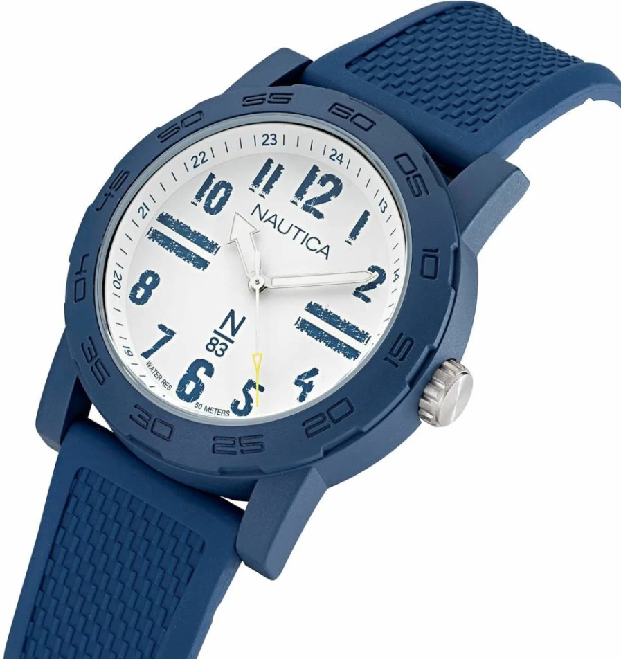 Nautica N83 Men's Blue Wheat Pu Fiber Strap Watch - Stylish Casual Timepiece for Men