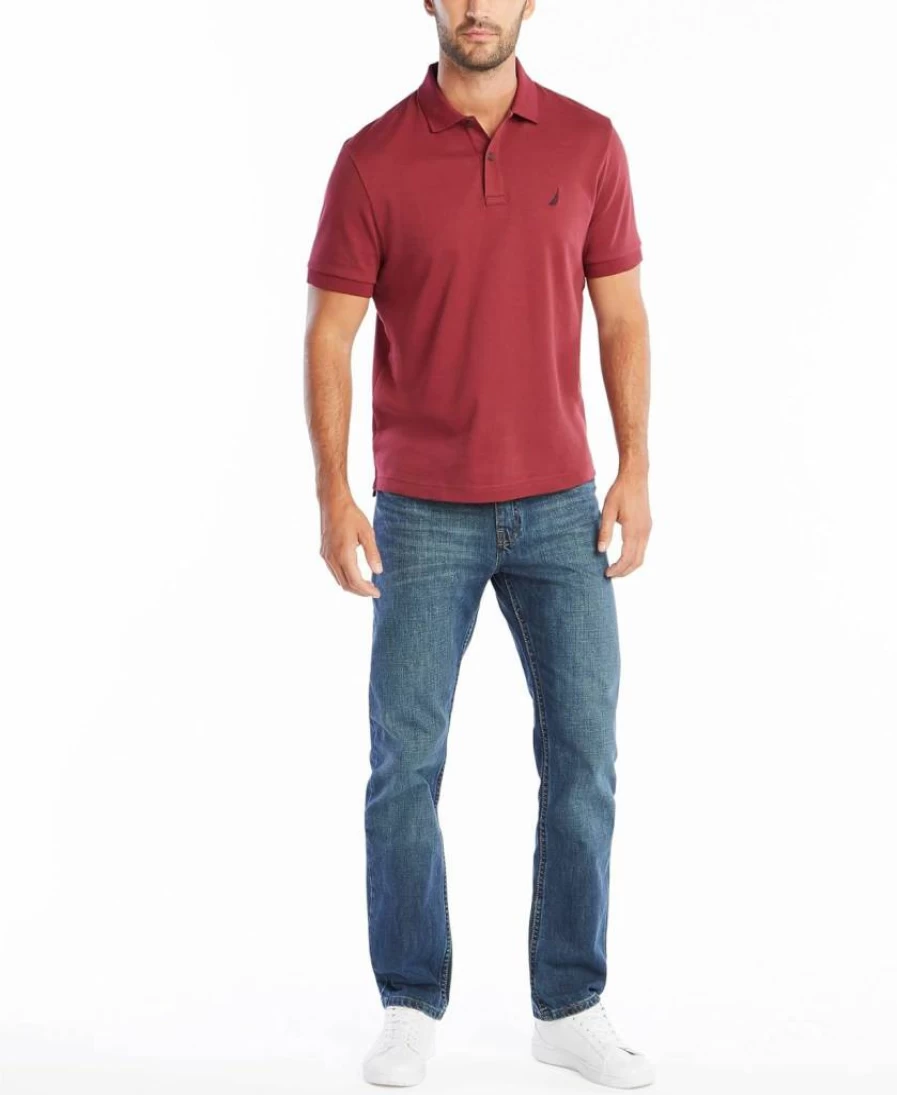 Nautica Men's Soft Cotton Classic Fit Solid Polo Shirt - Short Sleeve Casual Top for Men