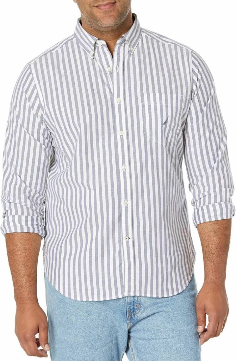 Nautica Men's Classic Fit Stretch Solid Long Sleeve Button-Down Shirt for Casual & Business Wear