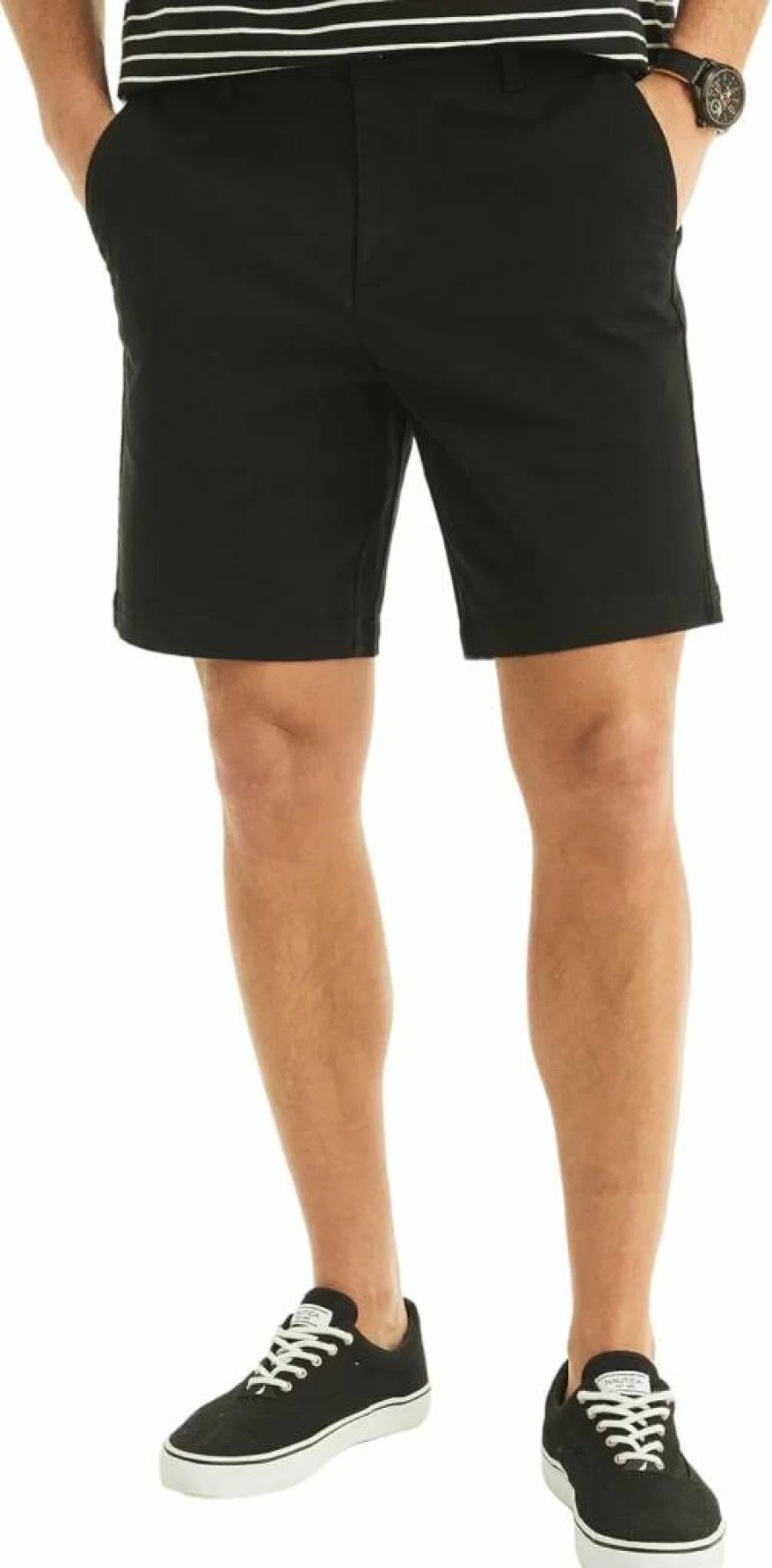 Nautica Men's Classic Fit Stretch Solid Chino Shorts 8.5 Inch Deck Shorts Comfortable Casual Wear