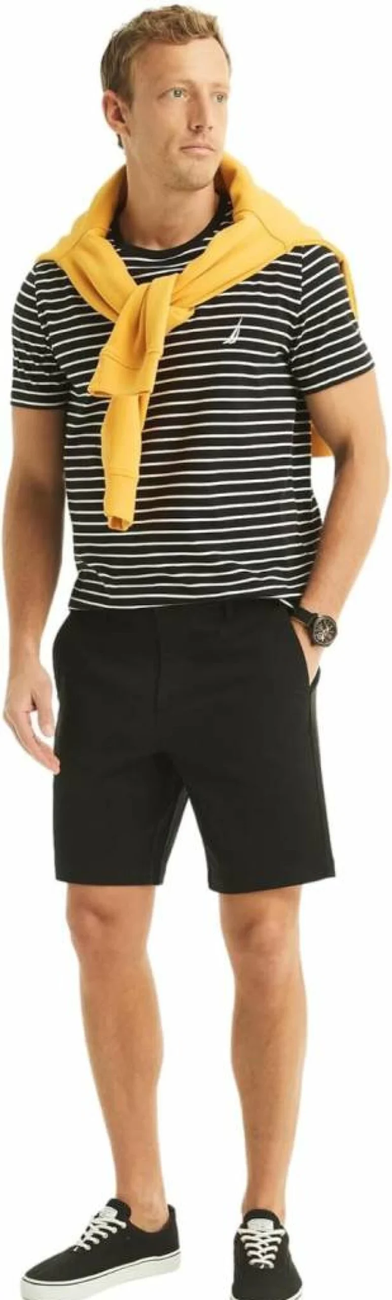 Nautica Men's Classic Fit Stretch Solid Chino Shorts 8.5 Inch Deck Shorts Comfortable Casual Wear