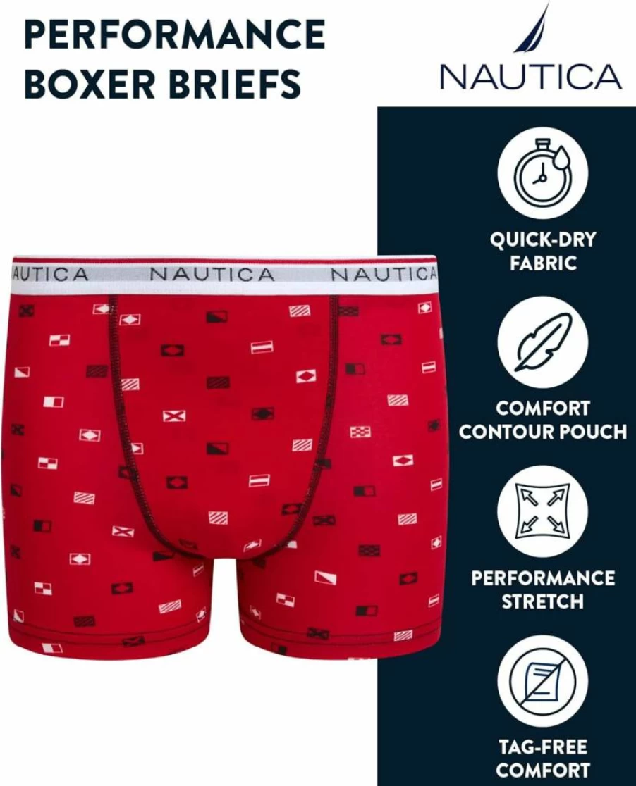 Nautica Boys' Breathable Stretch Boxer Briefs - 3/6 Pack Comfort Underwear for Ages 6-18