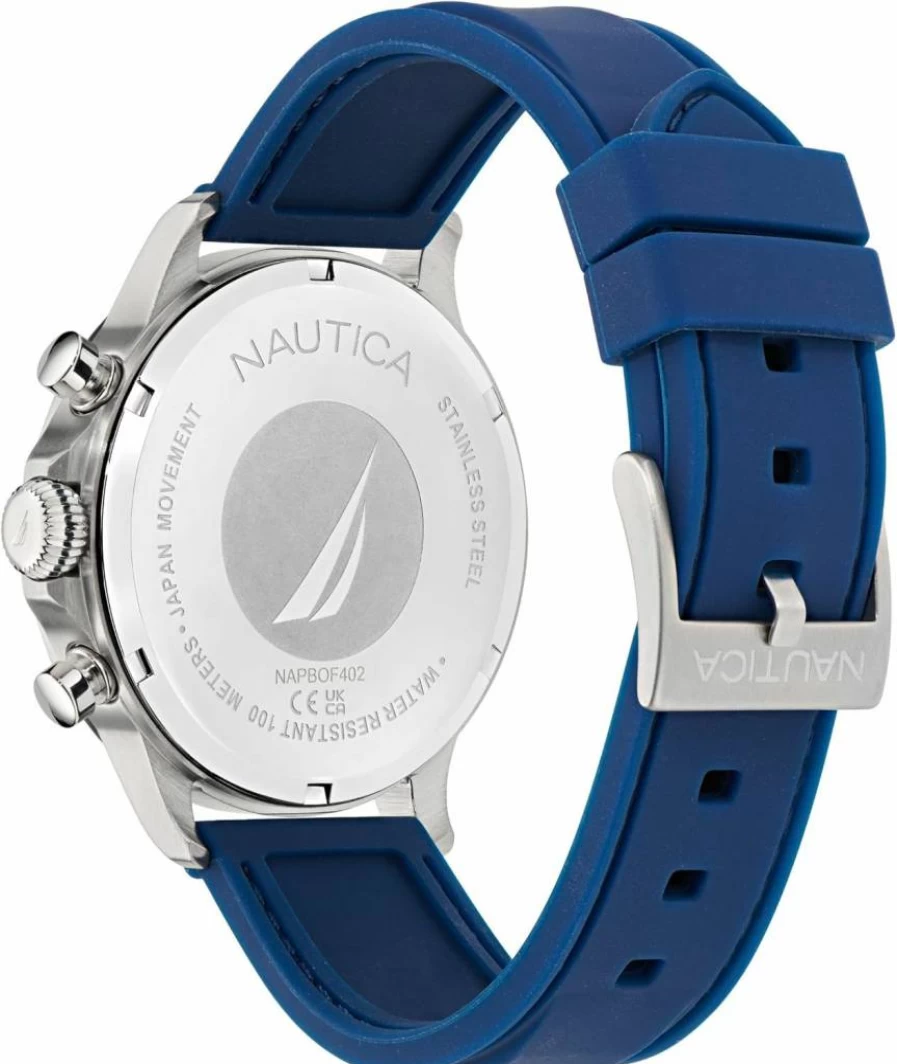 Nautica NCT Blue Ocean Men's Silicone Strap Watch - Waterproof Casual Sports Wristwatch