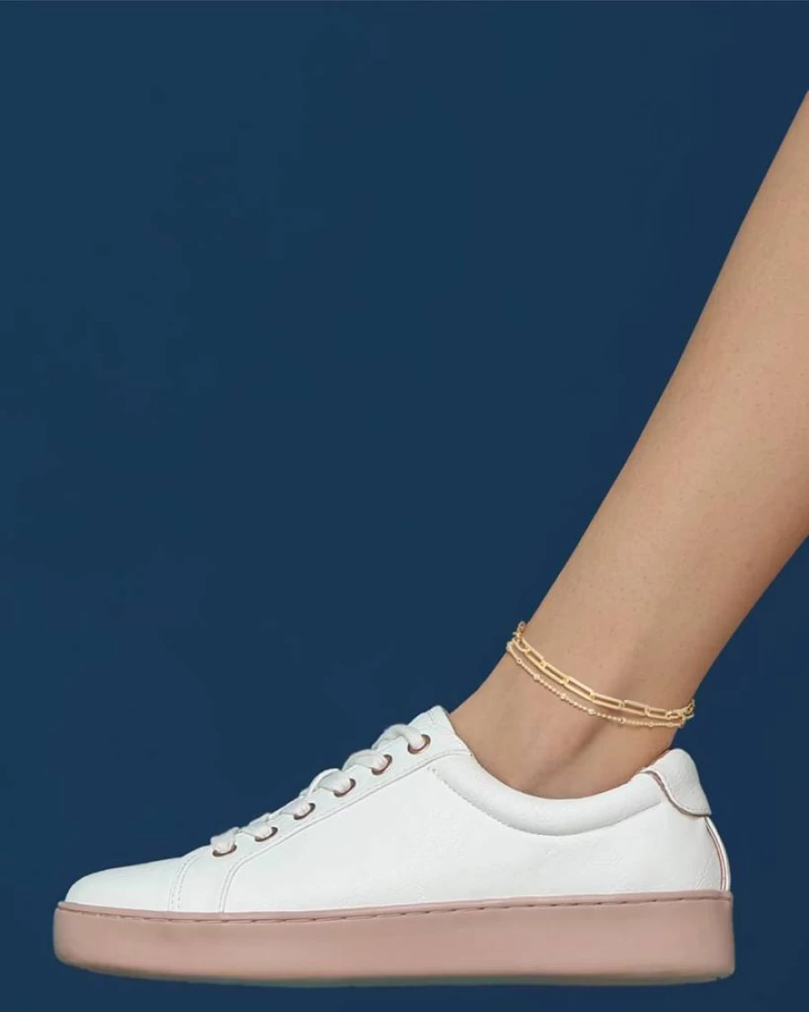 Nautica Women's 14K Gold Plated Brass Double Layer Chain Anklet - Elegant Layered Anklet Bracelet