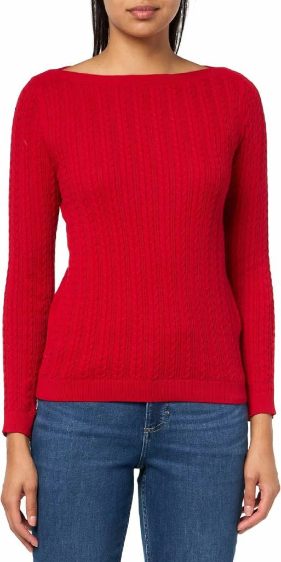 Nautica Women's Cable Knit Boatneck Sweater Long Sleeve Crewneck Pullover