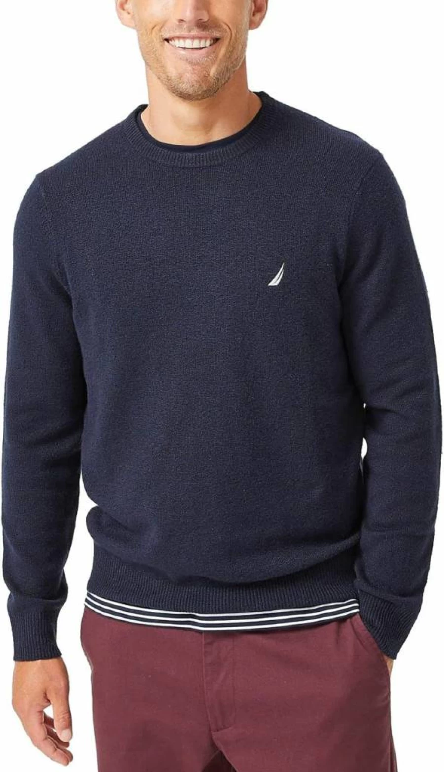 Nautica Men's Sustainable Cotton Crewneck Sweater - Eco-Friendly Casual Knit Pullover