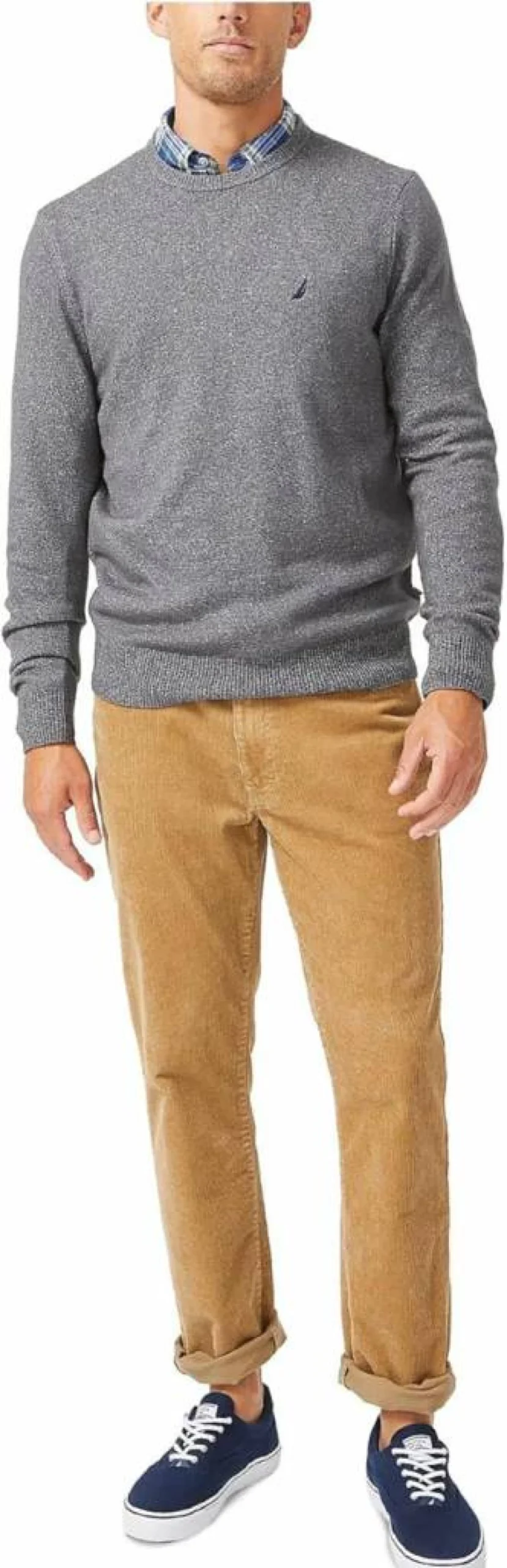 Nautica Men's Sustainable Cotton Crewneck Sweater - Eco-Friendly Casual Knit Pullover
