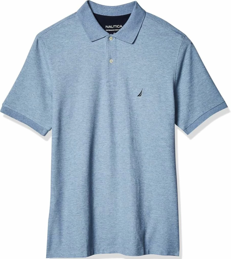 Nautica Men's Big & Tall Solid Performance Polo Shirt - Classic Fit Short Sleeve Deck Crewneck Top