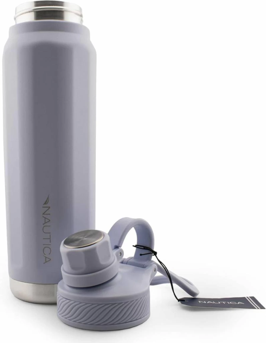 Nautica Light Blue 25oz Vacuum Insulated Stainless Steel Water Bottle - BPA Free, Leak Proof, Double Wall Thermo Flask for Hot & Cold Beverages