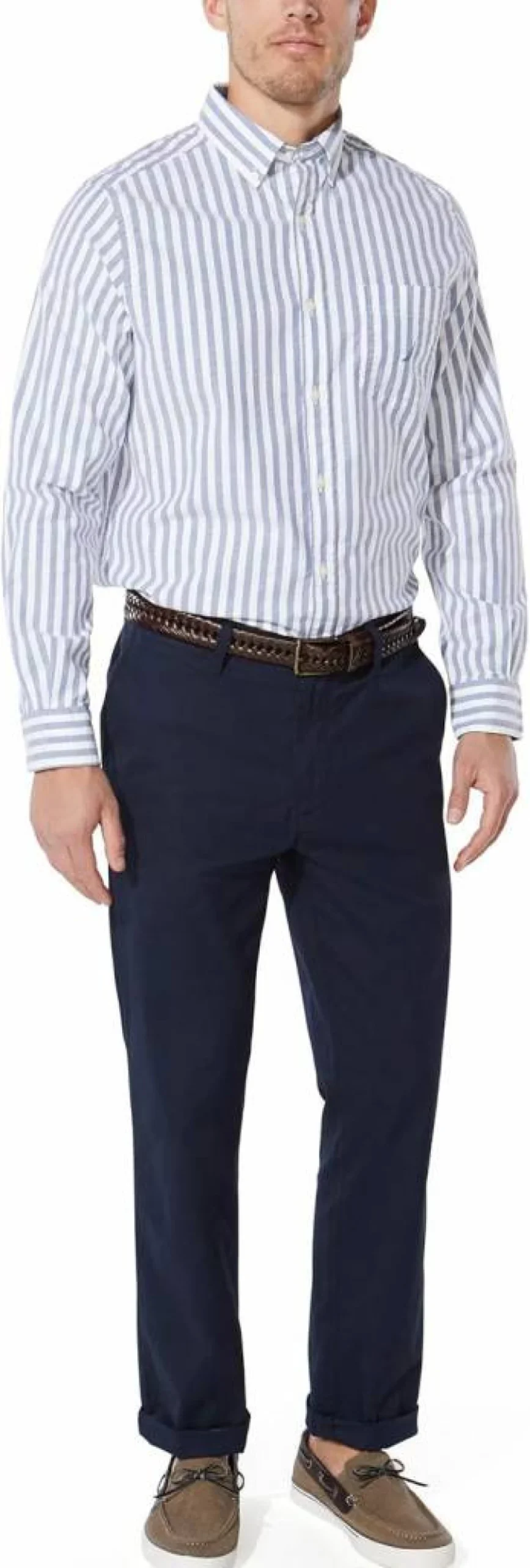 Nautica Men's Classic Fit Stretch Solid Long Sleeve Button-Down Shirt for Men | Comfortable Casual Dress Shirt