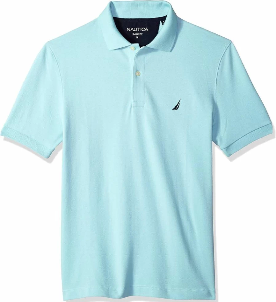 Nautica Men's Classic Fit Solid Color Short Sleeve Cotton Pique Polo Shirt for Men