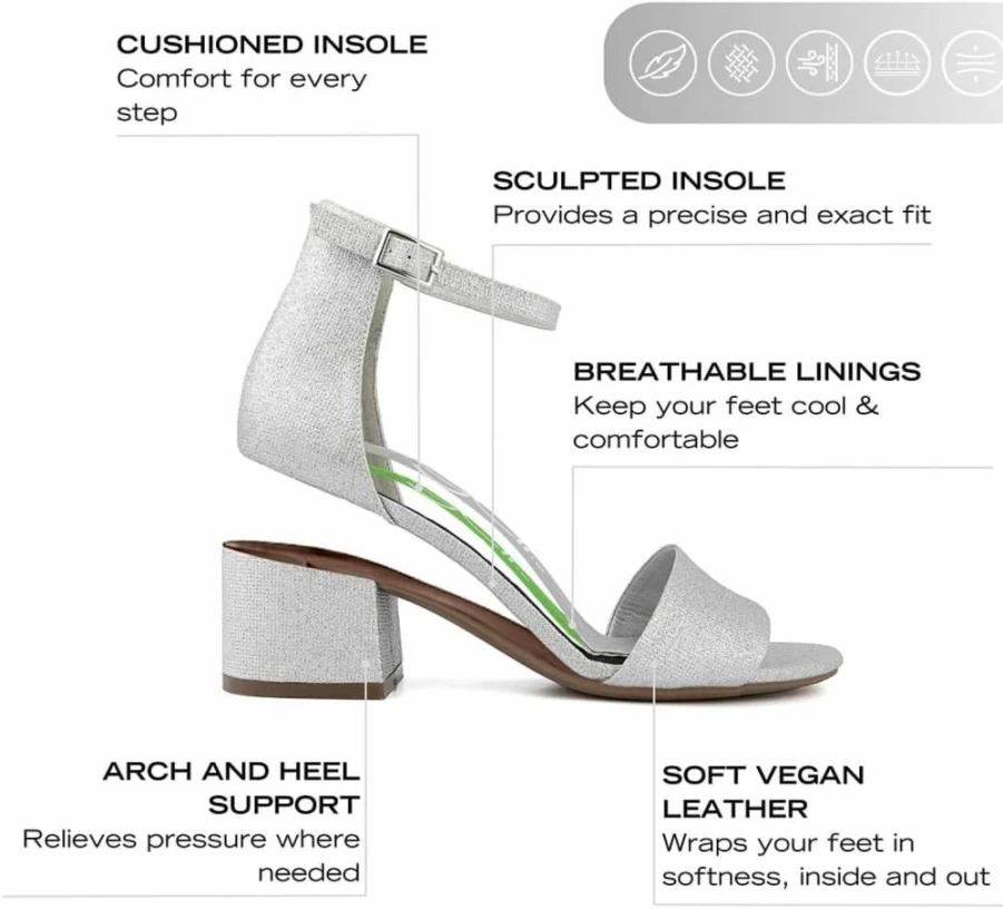 Nautica Women's Yona Low Block Heel Sandals - Elegant Ankle Strap Dress Pumps for Comfort & Style