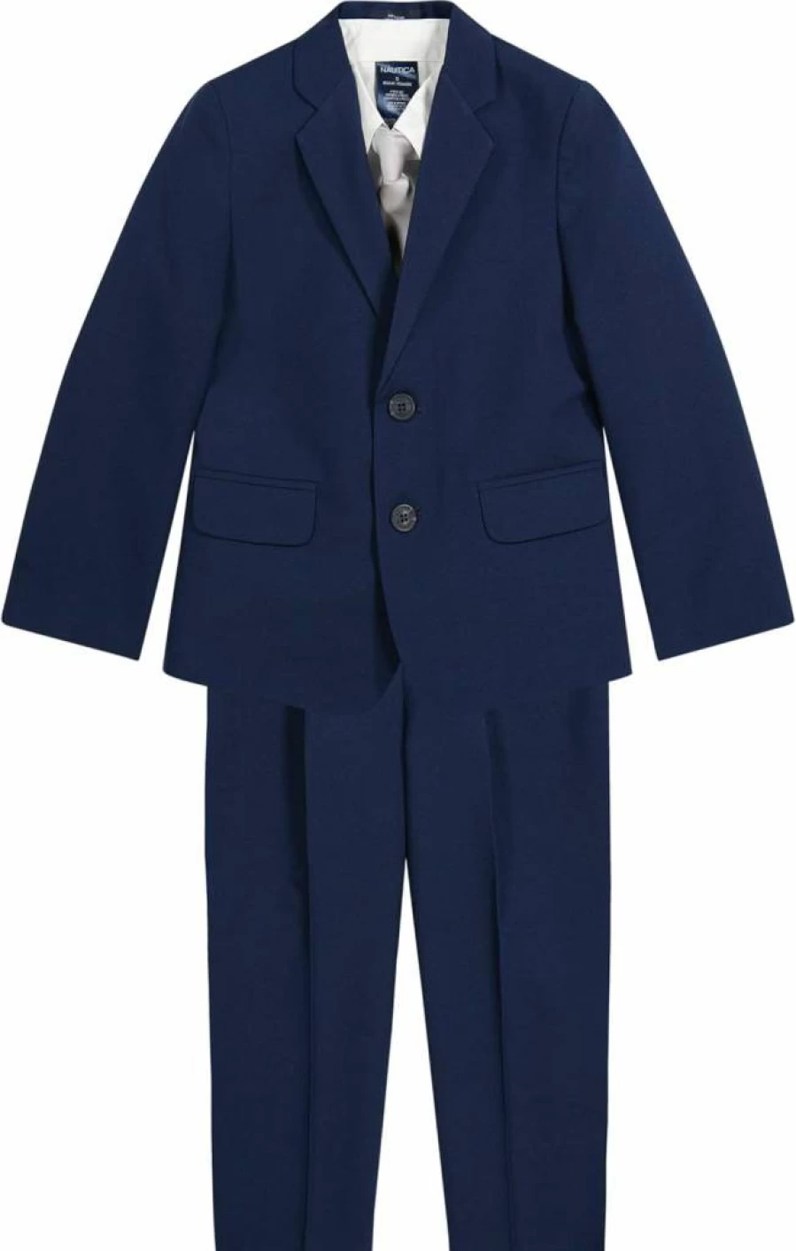 Nautica Boys' 4-Piece Formal Suit Set - Tuxedo Jacket, Dress Pants, White Shirt & Bow Tie for Kids