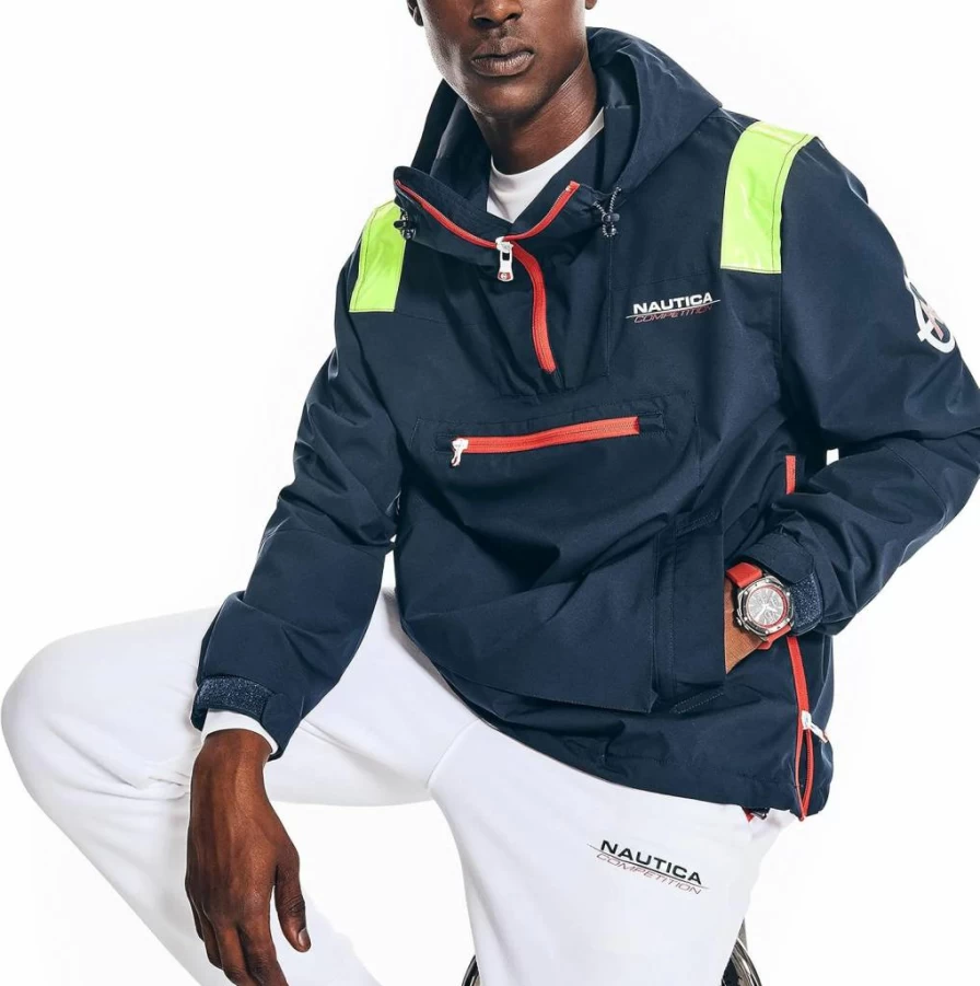 Nautica Men's Sustainable Competition Anorak Jacket – Lightweight Water-Resistant Outdoor Windbreaker