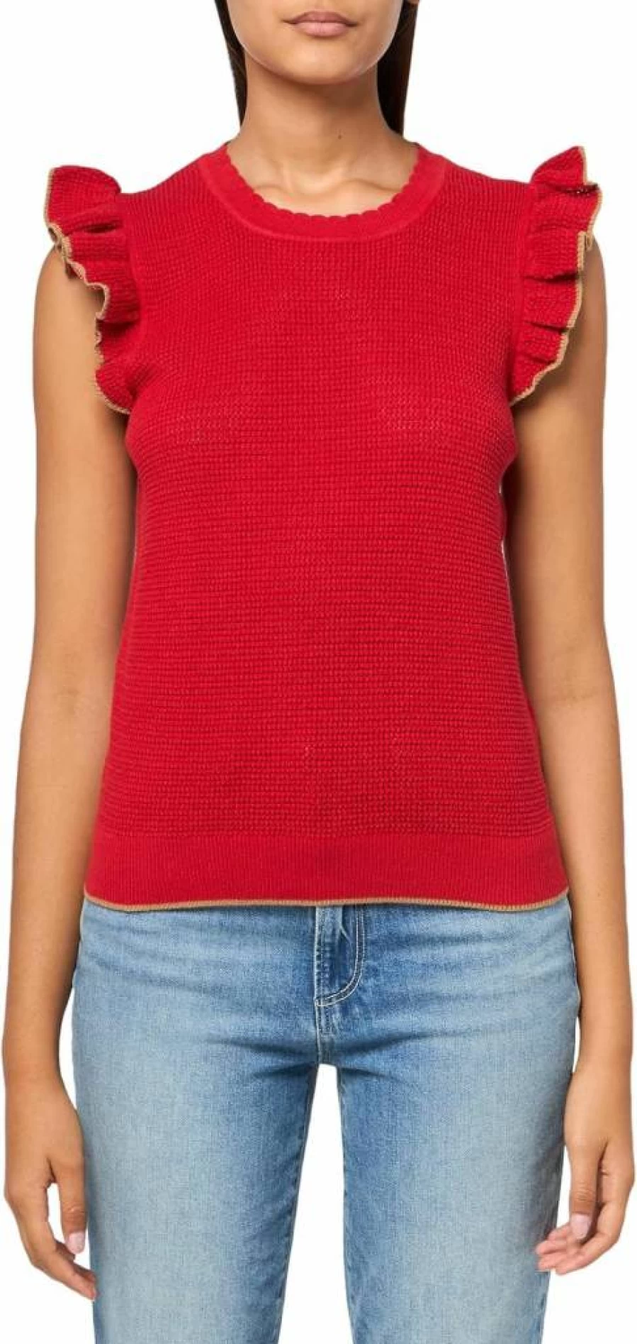 Nautica Women's Solid Color Johnny Collar Sleeveless Knit Sweater Top