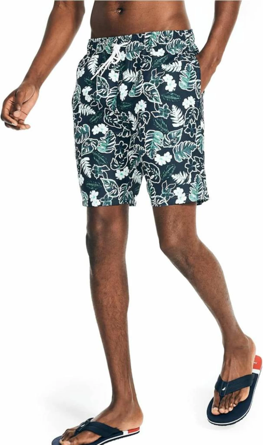 Nautica Men's Quick-Dry Swim Trunks 8" Sustainable Tropical Print Swimwear for Men