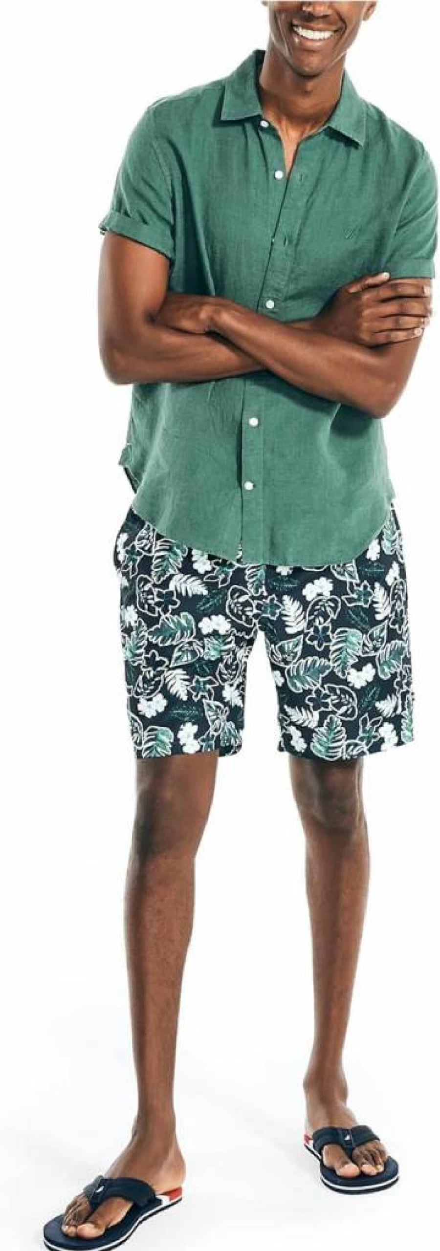Nautica Men's Quick-Dry Swim Trunks 8" Sustainable Tropical Print Swimwear for Men