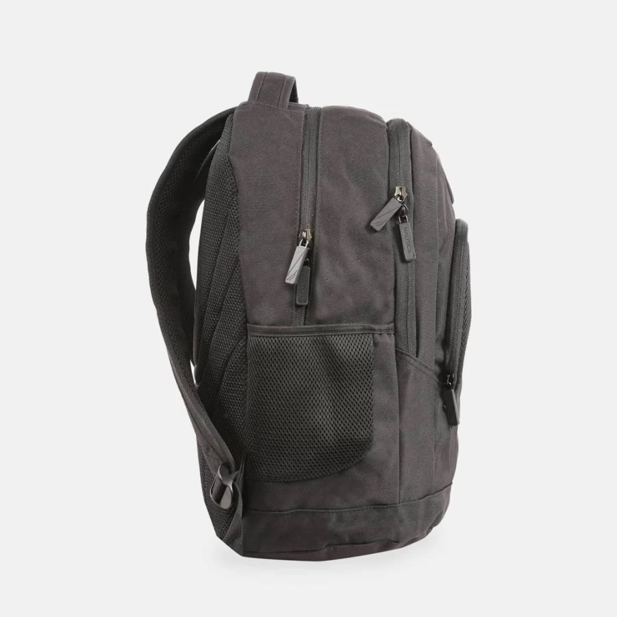 Nautica 18 Inch Grey Black Laptop Backpack for Men and Women, Durable Travel Backpack with USB Charging Port, Water Resistant College School Bookbag, Spacious Commuter Daypack