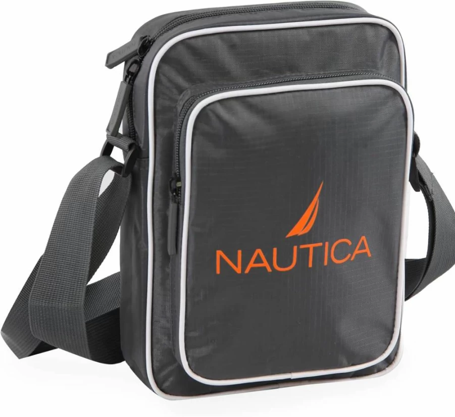 Nautica Unisex Navy Red Canvas Shoulder Bag for Men and Women