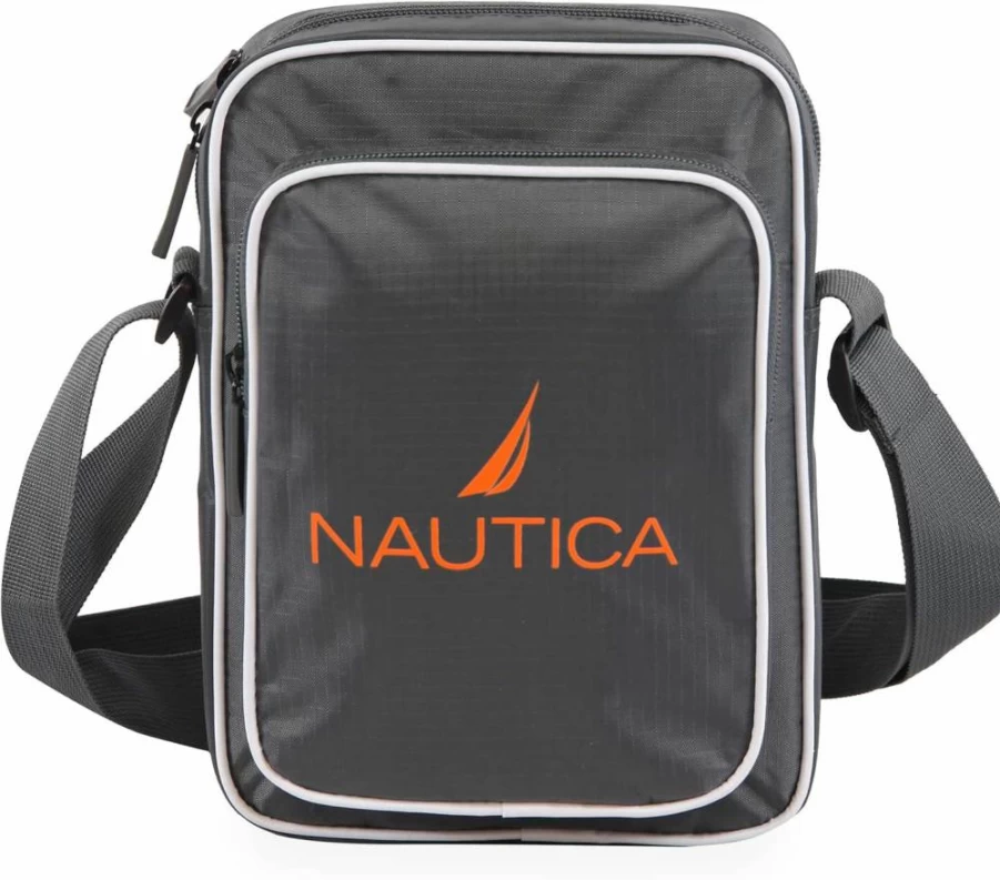 Nautica Unisex Navy Red Canvas Shoulder Bag for Men and Women