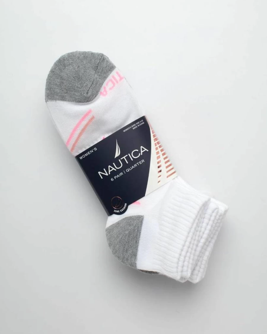 Nautica Women's Athletic Cushion Quarter Socks 6-Pack - Breathable Comfort Running Socks for Women
