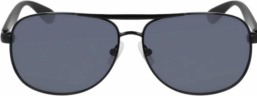 Nautica Men's N2245S Polarized Aviator Sunglasses for UV Protection - Classic Black Pilot Style Frames, One Size Fit All