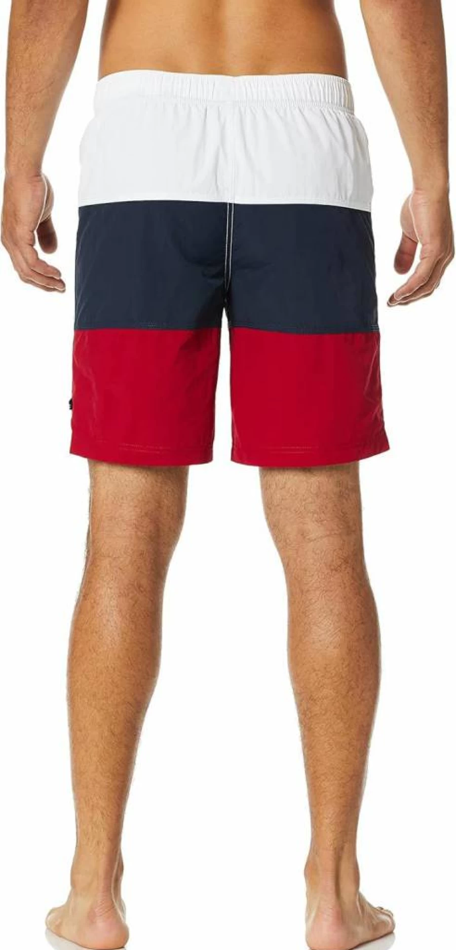 Nautica Men's Quick Dry Swim Trunks with Classic Logo - Tri-Block Series Comfortable Beach Shorts