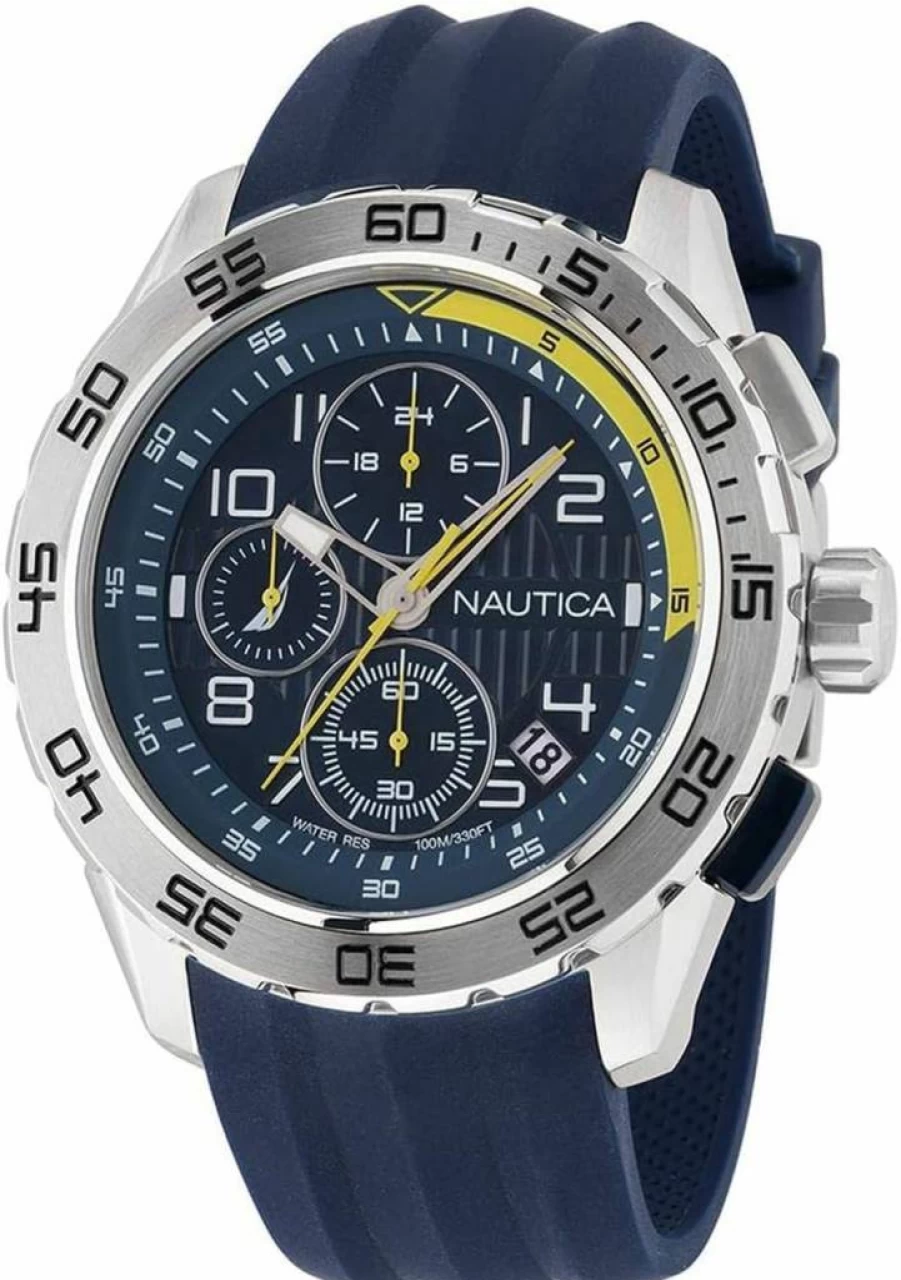 Nautica Men's NST 101 Blue Silicone Strap Watch - Waterproof Casual Wristwatch for Men