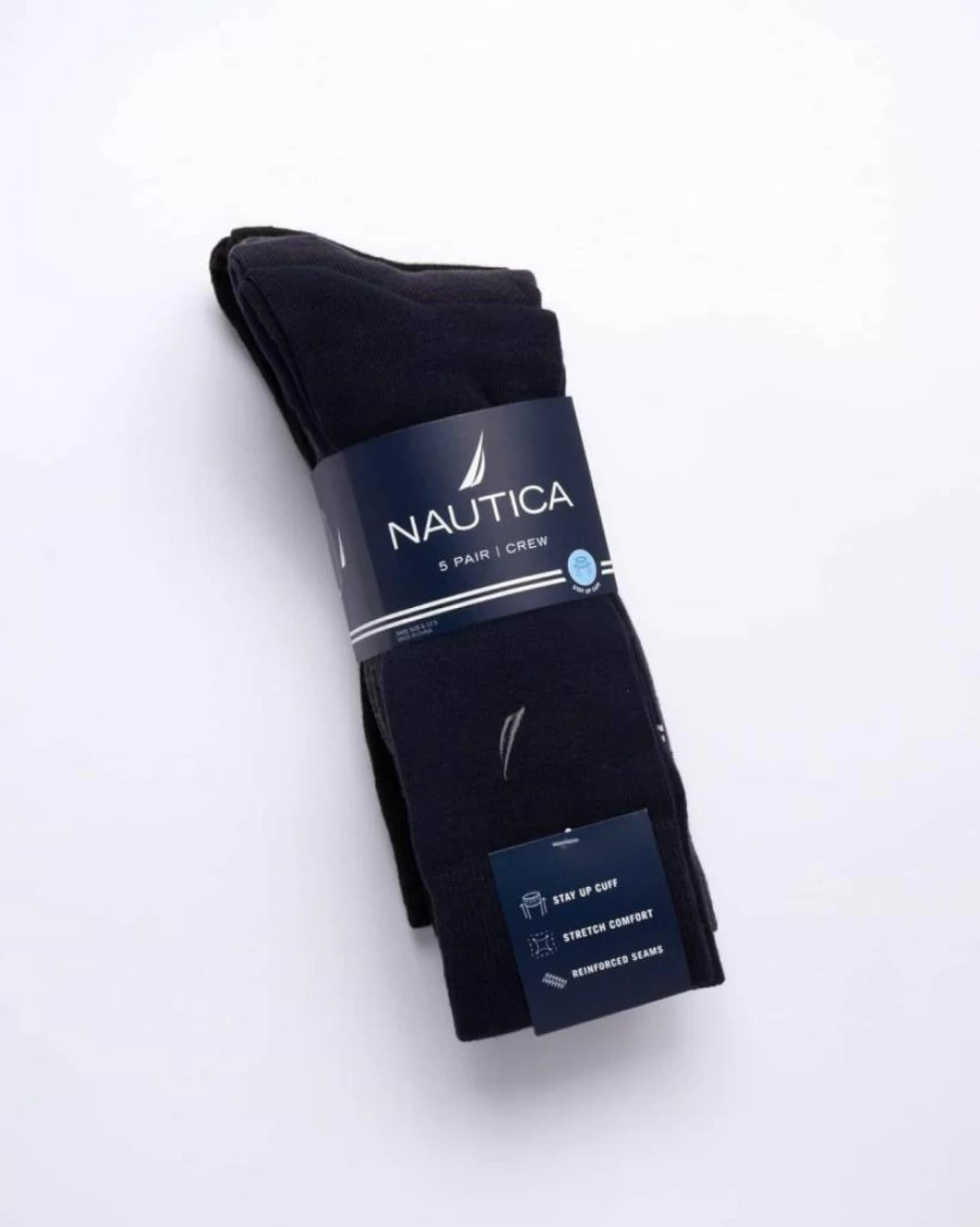 Nautica Men's 5-Pack Breathable Dress Socks for Business & Formal Wear - Comfortable Stretch Crew-Length Work Socks (Sizes 6-12.5)