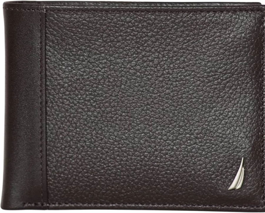 Nautica Men's RFID Blocking Bifold Leather Wallet with ID Window & Multiple Card Slots | Durable & Stylish Design