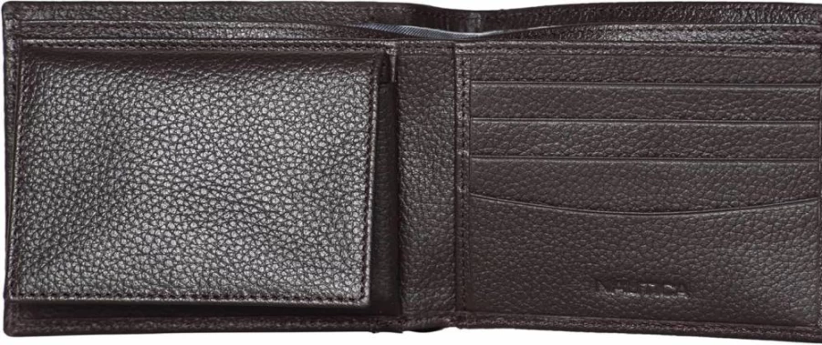 Nautica Men's RFID Blocking Bifold Leather Wallet with ID Window & Multiple Card Slots | Durable & Stylish Design