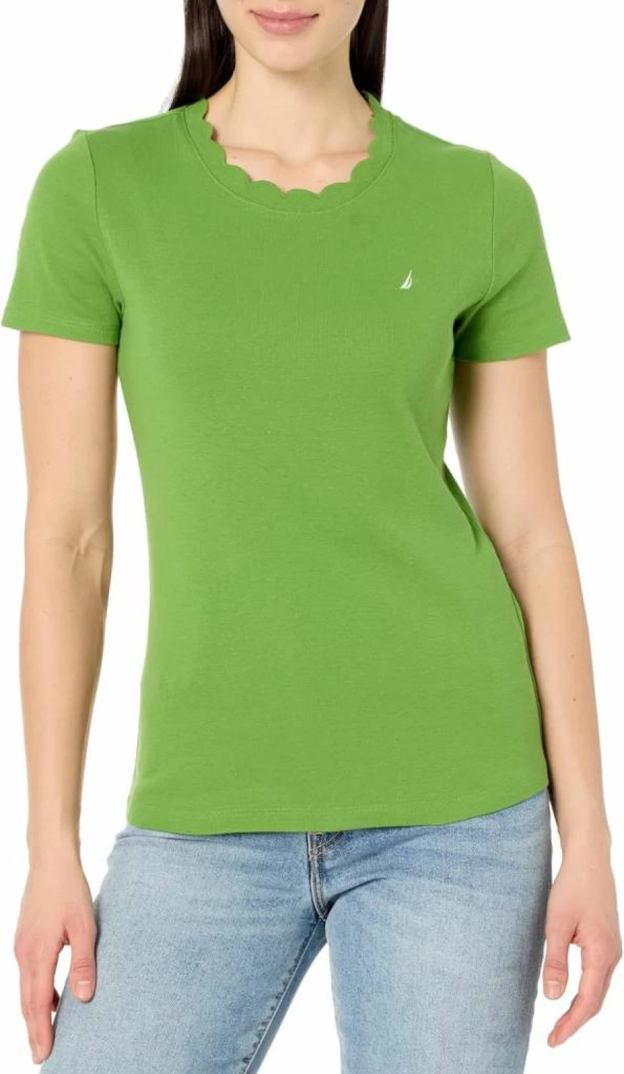 Nautica Women's Classic Solid Color Short Sleeve Crew Neck Cotton T-Shirt