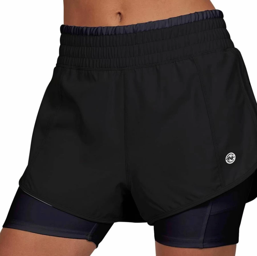 Nautica Women's High Waisted Running Shorts - Moisture Wicking, Elastic Workout Shorts with Pockets for Athletic Performance