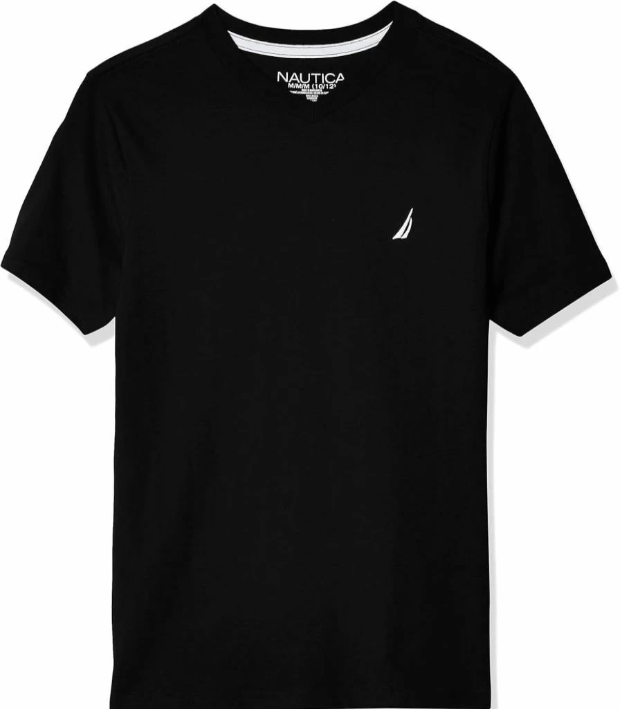 Nautica Boys' Soft Comfortable Relaxed Fit V-Neck Short Sleeve T-Shirt for Everyday Wear
