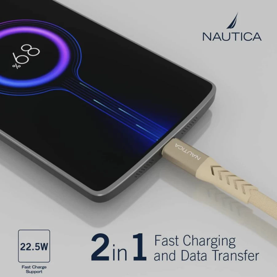 Nautica USB-C to USB-A Fast Charging Cable 4.5A Compatible with Samsung Galaxy S9 S10 S10+, LG V20 G5 G6, PS5 Controller and More