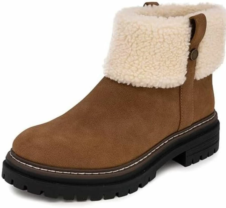 Nautica Women's Winter Boots Fur-Lined Chelsea Ankle Boots Slip-Resistant Microsuede Platform Comfortable Casual Mid Calf Boots