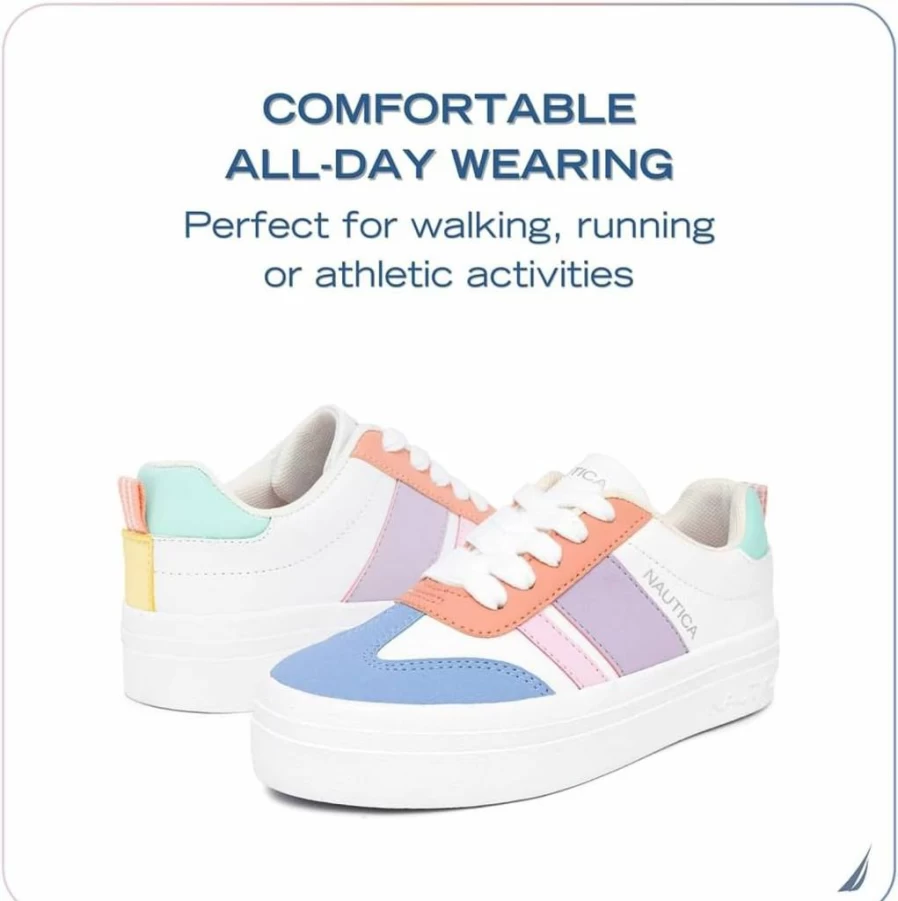 Nautica Kids' Casual Sneakers for Boys & Girls - Lightweight, Breathable Walking Shoes - Lace-Up or Bungee Closure, Low-Top & High-Top Options