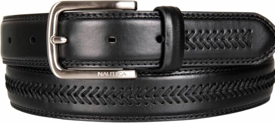 Nautica Men's Classic Adjustable Leather Dress Belt with Metal Buckle for Suits & Pants | Business Casual Fashion