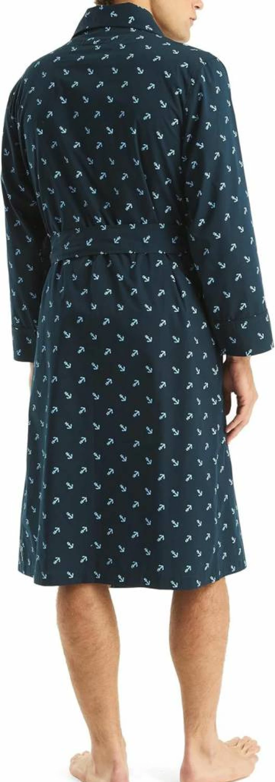 Nautica Men's Eco-Friendly Printed Bathrobe – Sustainable Cotton Robe for Men