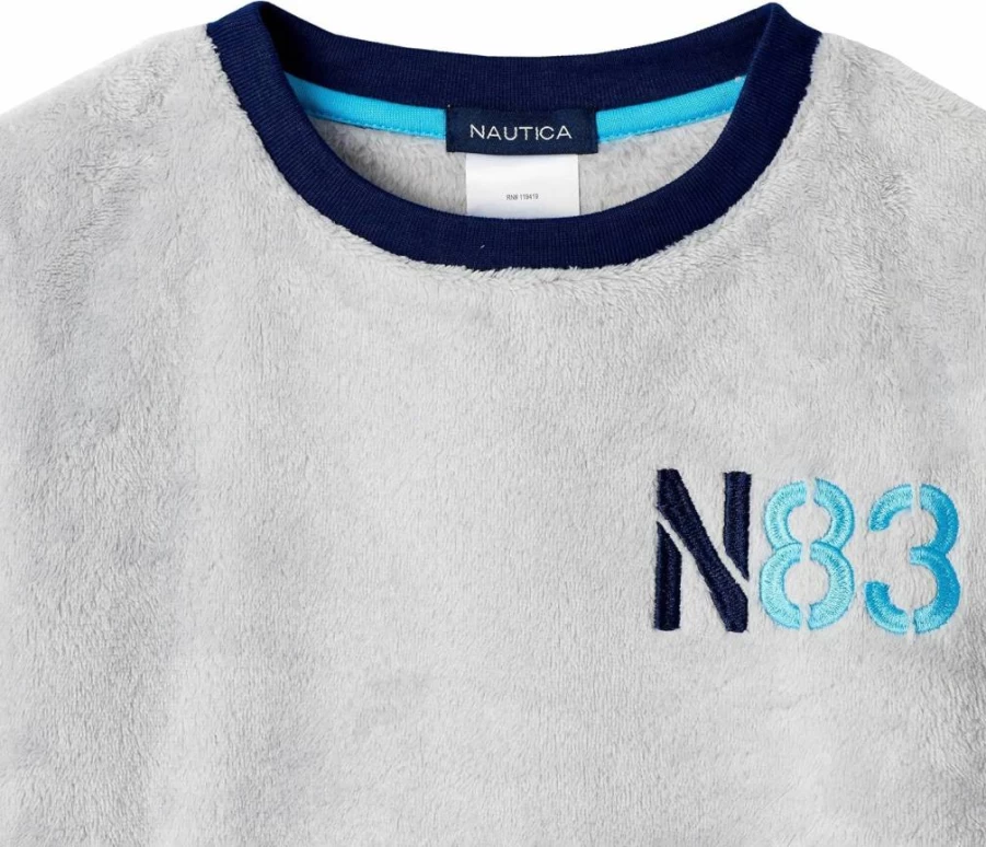 Nautica Boys' 2-Piece Fleece Pajama Set - Cozy Velvet Sleep Shirt & Pants for Kids