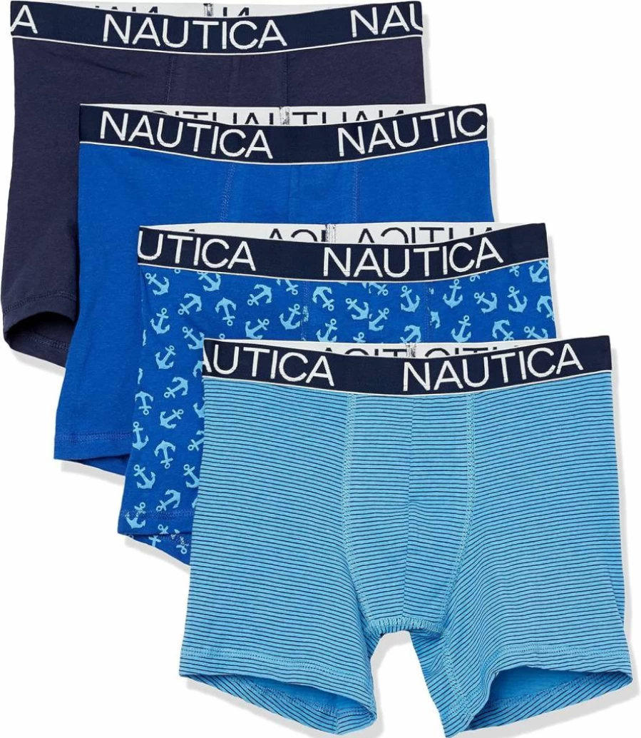 Nautica Men's 4 Pack Cotton Stretch Boxer Briefs - Soft Comfortable Underwear