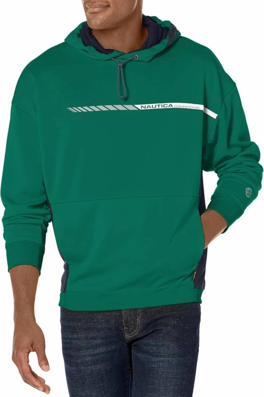 Nautica Men's Sustainable Hoodie with Logo - Comfortable Drawcord Pullover for Active Lifestyle