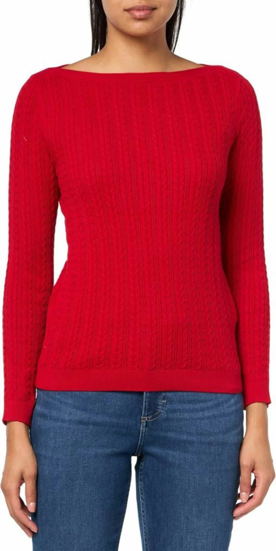 Nautica Women's Cable Knit Boatneck Sweater Long Sleeve Casual Pullover Top