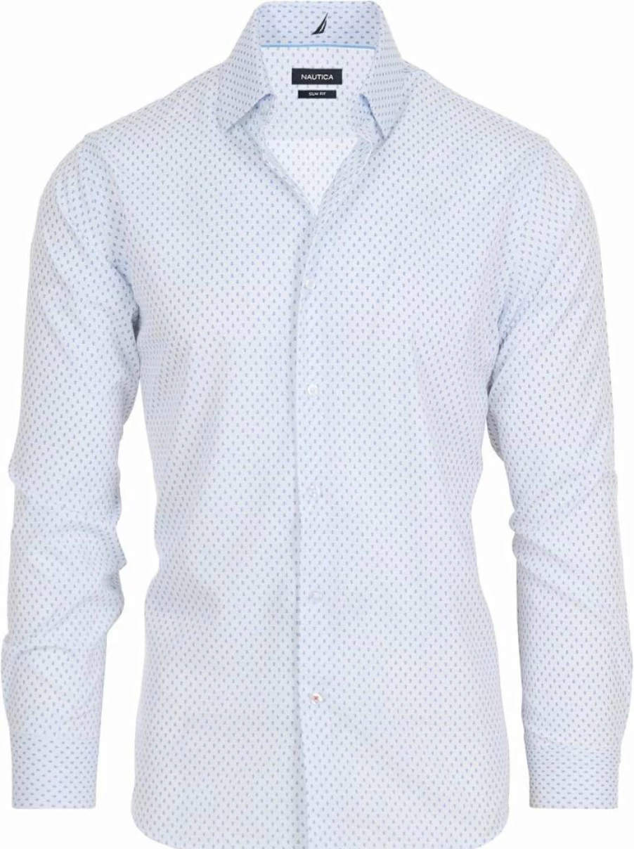 Nautica Men's Regular Fit Long Sleeve Dress Shirt - Wrinkle Free, 4-Way Stretch Formal Business Shirt