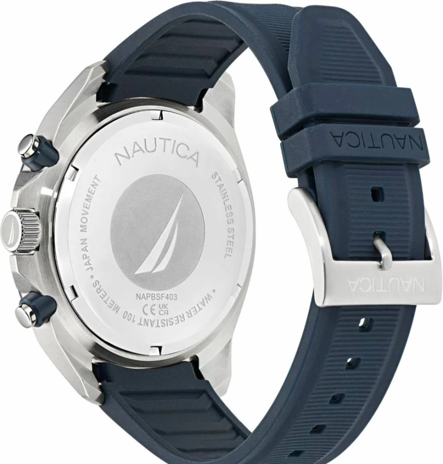 Nautica NCT Blue Sail Men's Watch with Silicone Strap - Waterproof Casual Sport Timepiece